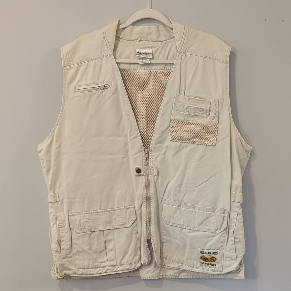 Disney Kilimanjaro Safari Vest Cream size‎ Large 100% Cotton
